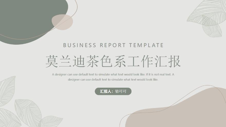 莫兰迪茶色系工作汇报ppt模板